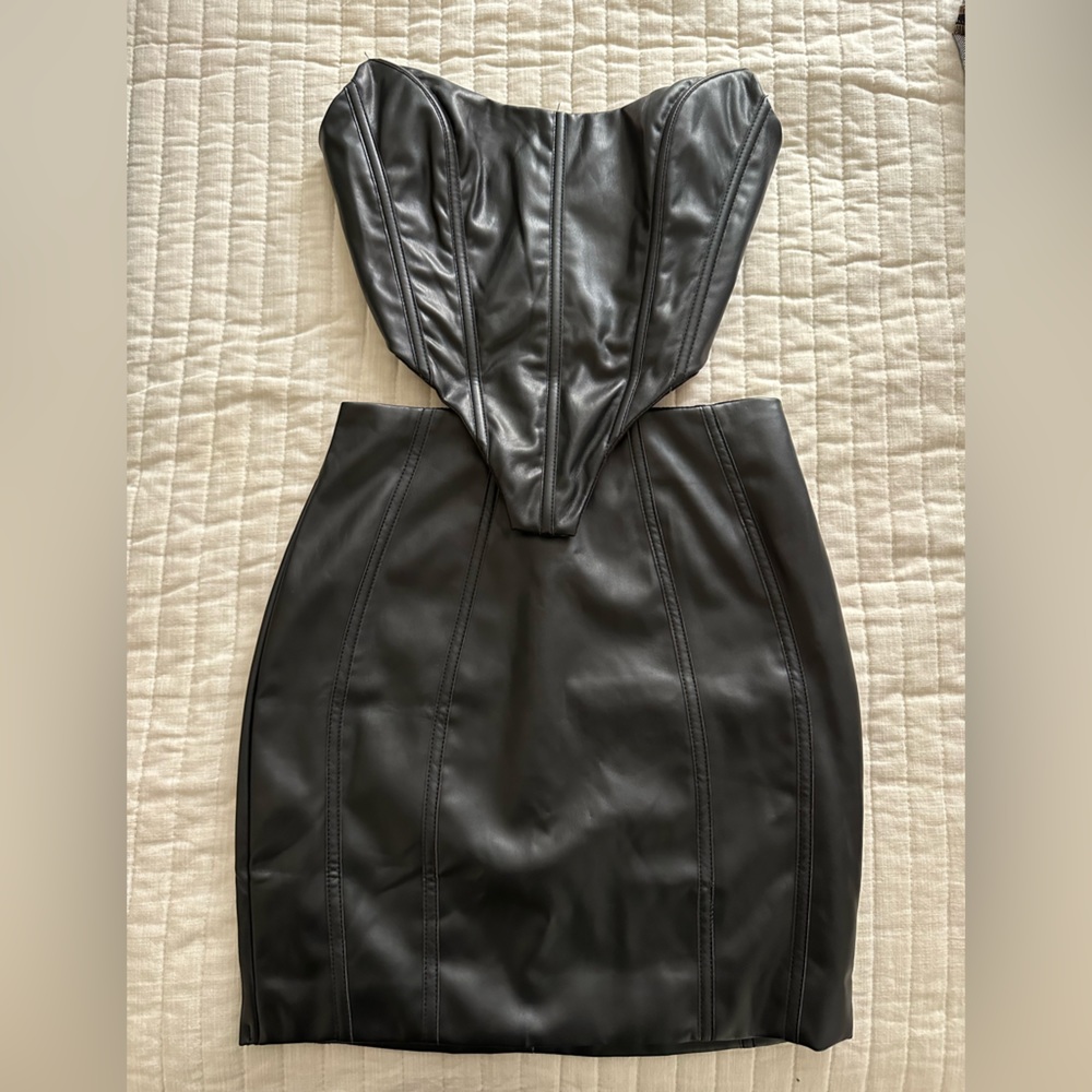 Black Leather Skirt Set